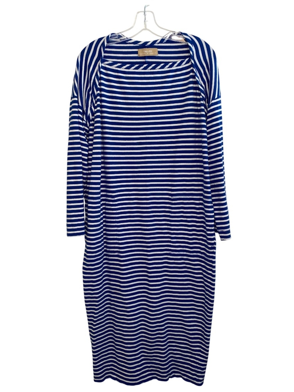 Free People Free-Est Collection Longsleeve Striped Blue White Midi Boho Dress